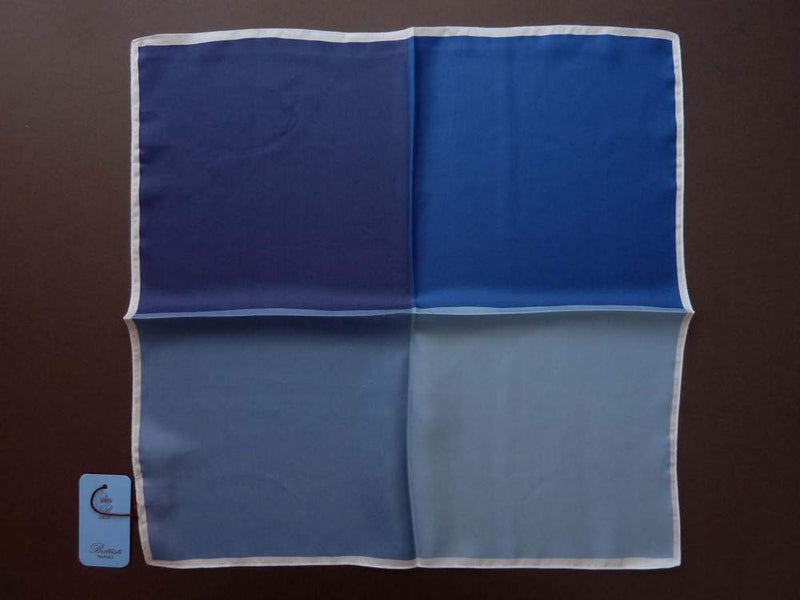 Battisti Pocket Square Royal Blue Quadrants pure silk