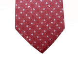Battisti Tie: Soft red with light gray circular pattern, pure silk
