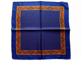 Battisti Pocket Square Navy blue with gold paisley, pure silk