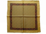 Battisti Pocket Square Yellow with brick paisley pure silk