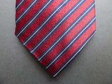 Battisti Tie: Red melange with navy/white stripes, pure silk