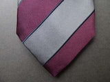 Battisti Tie: Burgundy & pewter stripes, pure silk