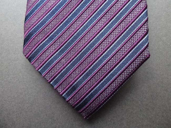 Battisti Tie: Burgundy with black/grey stripes, pure silk