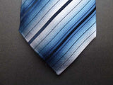 Battisti Tie: Shades of blue with white stripes, pure silk