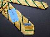 Battisti Tie: Yellow with green stripes, pure silk