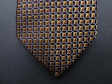 Battisti Tie: Brown & gold woven circular pattern, pure silk