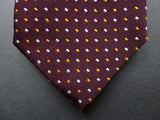 Battisti Tie: Brown with gold/ivory pattern, pure silk