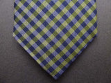 Battisti Tie: Soft green & blue check, pure silk