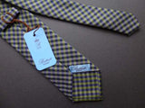 Battisti Tie: Soft green & blue check, pure silk