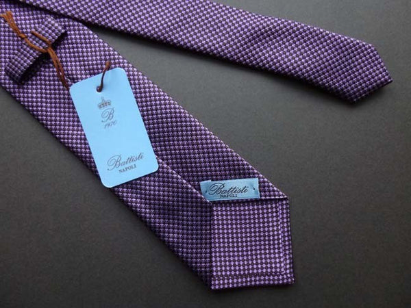 Battisti Tie: Purple woven pattern, pure silk