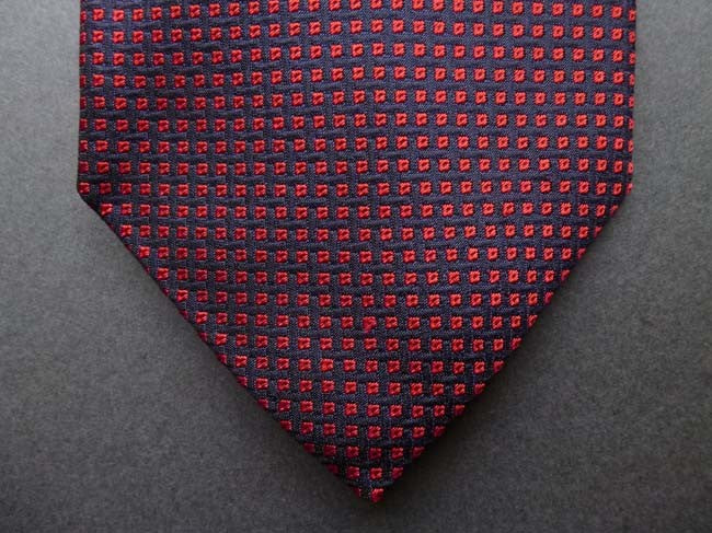 Battisti Tie: Red & black micro-square pattern, pure silk