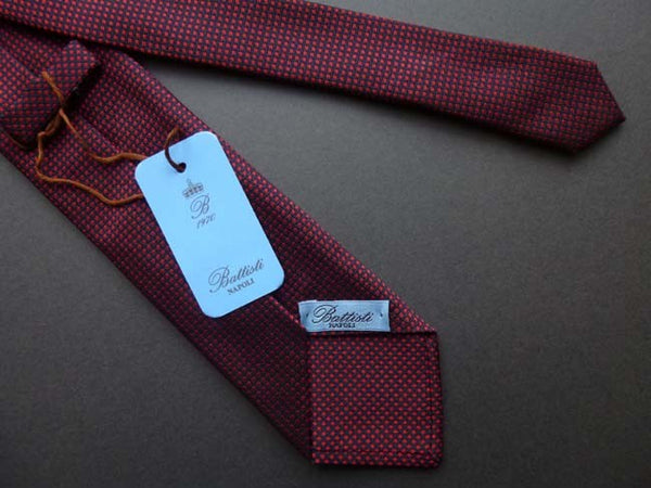 Battisti Tie: Red & black micro-square pattern, pure silk
