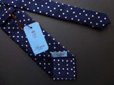 Battisti Tie: Navy with white polkadots, pure silk