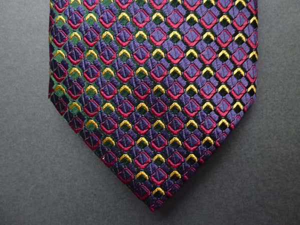 Battisti Tie: Plum with hunter/red/gold pattern, pure silk