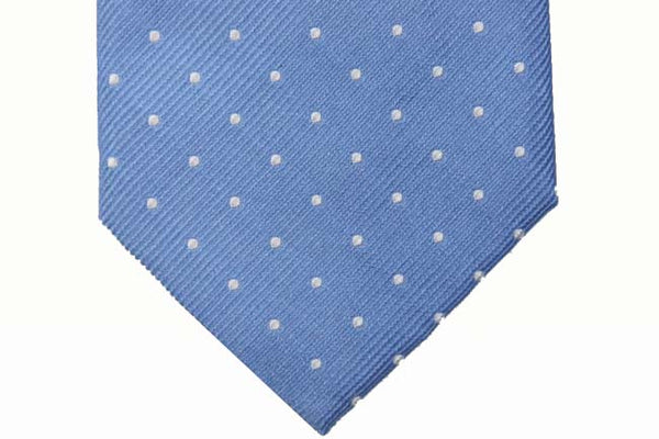 Battisti Tie: Light blue and white polka dot, pure silk
