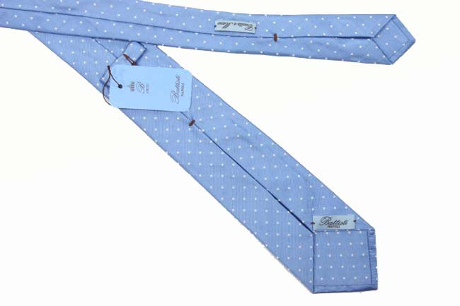 Battisti Tie: Light blue and white polka dot, pure silk