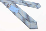 Battisti Tie: Ombre shades of blue with grey and black diamond pattern, pure silk