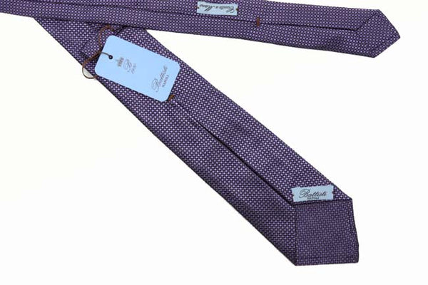 Battisti Tie: Midnight with purple square pattern, pure silk