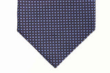 Battisti Tie: Brown with periwinkle blue square pattern, pure silk