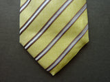 Battisti Tie: Soft yellow with brown/sky/white stripes, 7-fold, pure silk