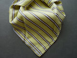 Battisti Tie: Soft yellow with brown/sky/white stripes, 7-fold, pure silk