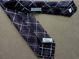 Battisti Tie: Navy blue jacquard plaid with white windowpane, 7-fold, pure silk