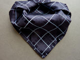 Battisti Tie: Navy blue jacquard plaid with white windowpane, 7-fold, pure silk