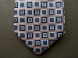 Battisti Tie: Soft pink with blue squares, 7-fold, pure silk