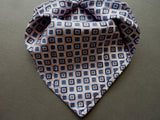 Battisti Tie: Soft pink with blue squares, 7-fold, pure silk