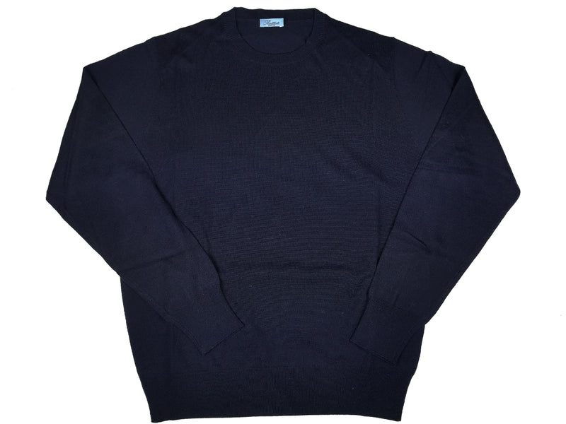 Battisti Sweater: Navy Blue, Crew neck, cashmere silk blend