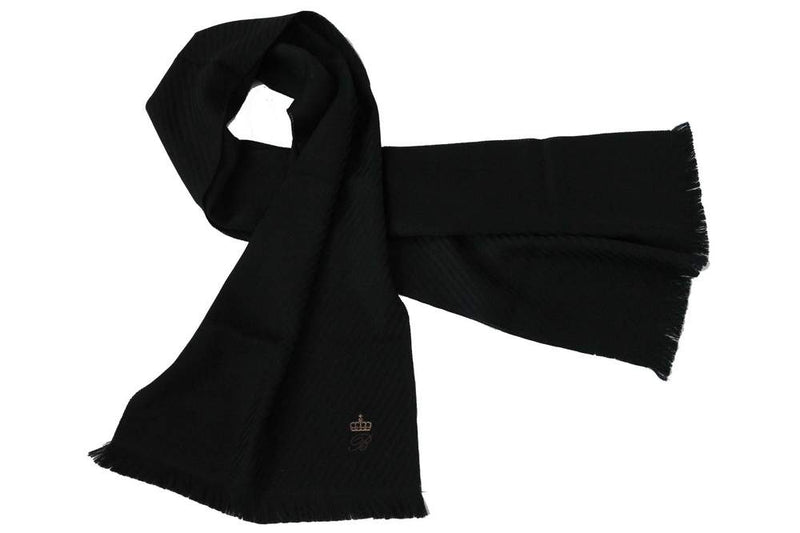 Battisti Scarf: Black twill weave, Battisti logo & crown, Zegna Baruffa wool