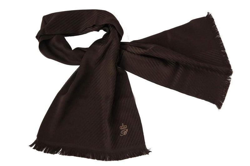 Battisti Scarf: Brown twill weave, Battisti logo & crown, Zegna Baruffa wool