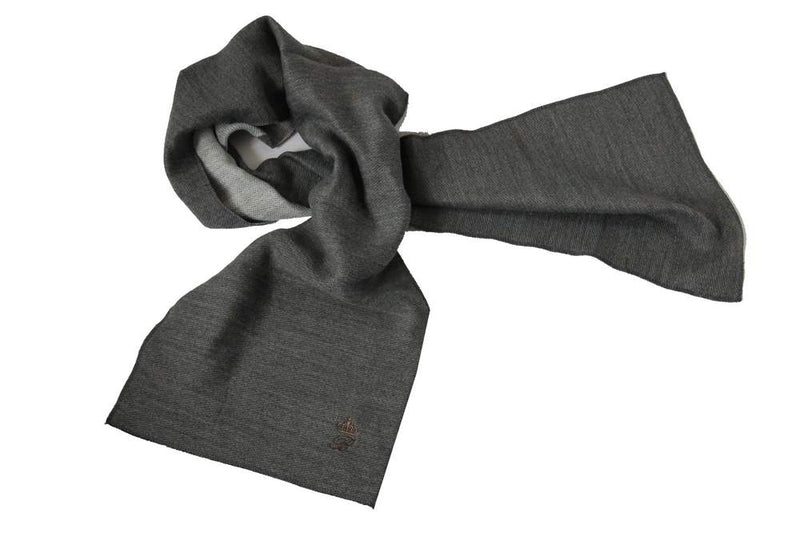 Battisti Scarf: Grey plush weave, Battisti logo & crown, pure wool