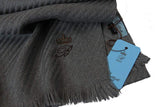 Battisti Scarf: Grey twill weave, Battisti logo & crown, Zegna Baruffa wool