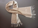 Battisti Scarf: Tan with cream dots, Battisti logo, double-faced Zegna Baruffa wool