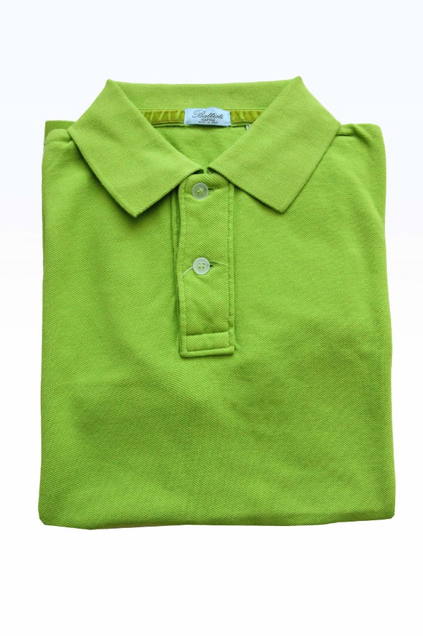 FINAL SALE Battisti Polo Shirt: Lime green, 2-button polo, cotton pique