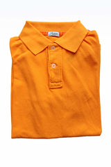 FINAL SALE Battisti Polo Shirt: Tangerine orange, 2-button polo, cotton pique