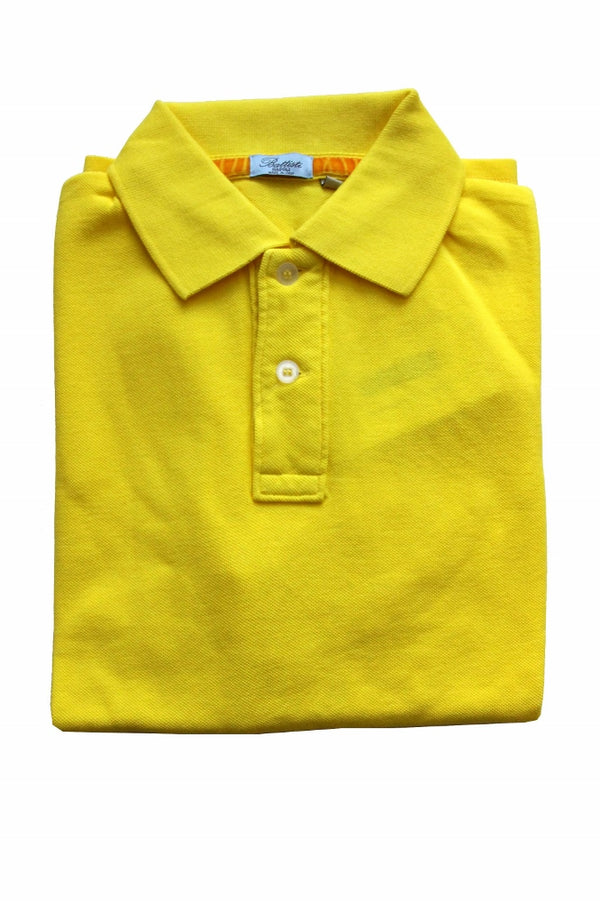 FINAL SALE Battisti Polo Shirt: Lemon yellow, 2-button polo, cotton pique