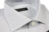 Benjamin Dress Shirt: White & blue-grey gingham check, medium spread collar, pure cotton