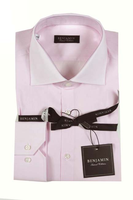 Benjamin Dress Shirt: Pale Pink, medium spread collar, pure cotton