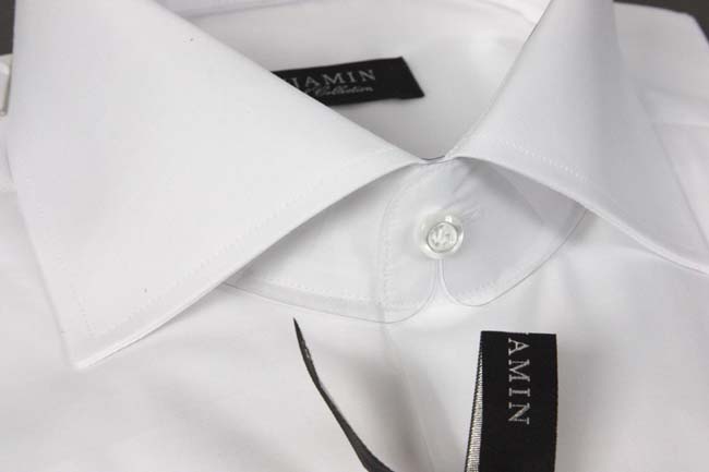 Benjamin Dress Shirt: White, medium spread collar, superfine cotton