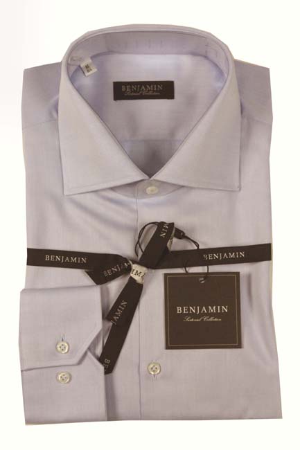Benjamin Dress Shirt: Light blue, medium spread collar, pure cotton