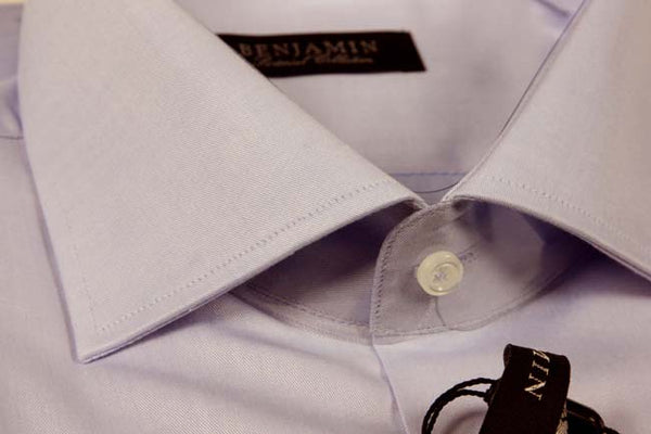 Benjamin Dress Shirt: Light blue, medium spread collar, pure cotton