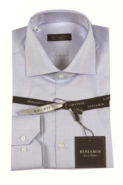 Benjamin Dress Shirt: Light blue, medium spread collar, cotton superfine weave