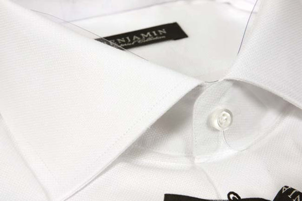 Benjamin Dress Shirt: White, medium spread collar, cotton oxford