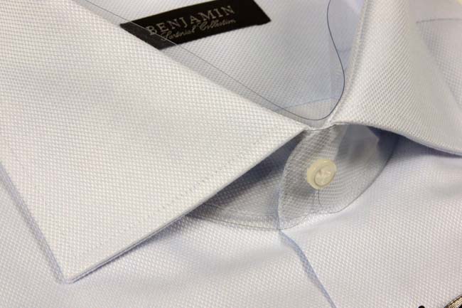 Benjamin Dress Shirt: Ice blue, medium spread collar, cotton oxford