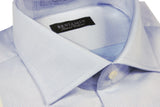 Benjamin Dress Shirt: Light blue with micro circle pattern, medium spread collar, pure cotton