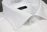 Benjamin Dress Shirt: White wide tonal stripe, medium spread collar, pure cotton