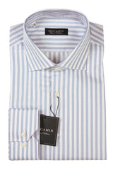 Benjamin Dress Shirt: White & Blue Stripes