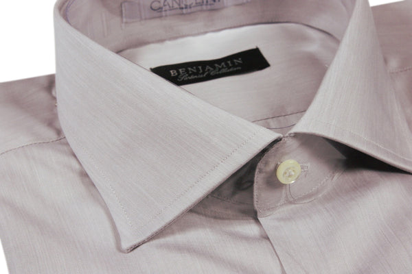 Benjamin Dress Shirt: 14.5, Soft grey melange, medium spread collar, pure cotton